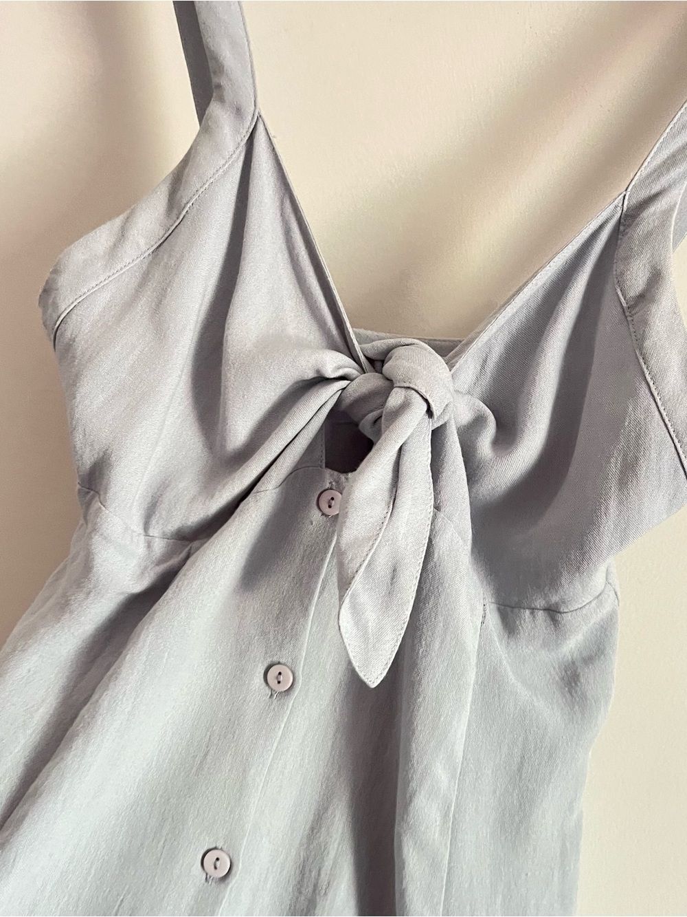 ASTR The Label Linen Tie Front Midi Blue Dress Size Small Formal wedding guest - Picture 9 of 12